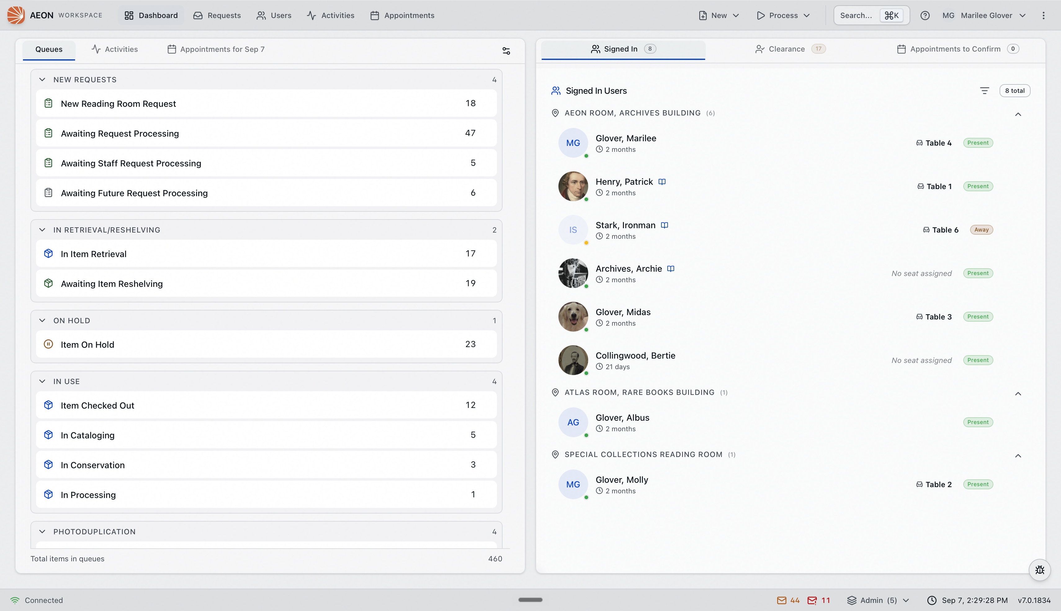 The same Aeon 7 dashboard in light mode