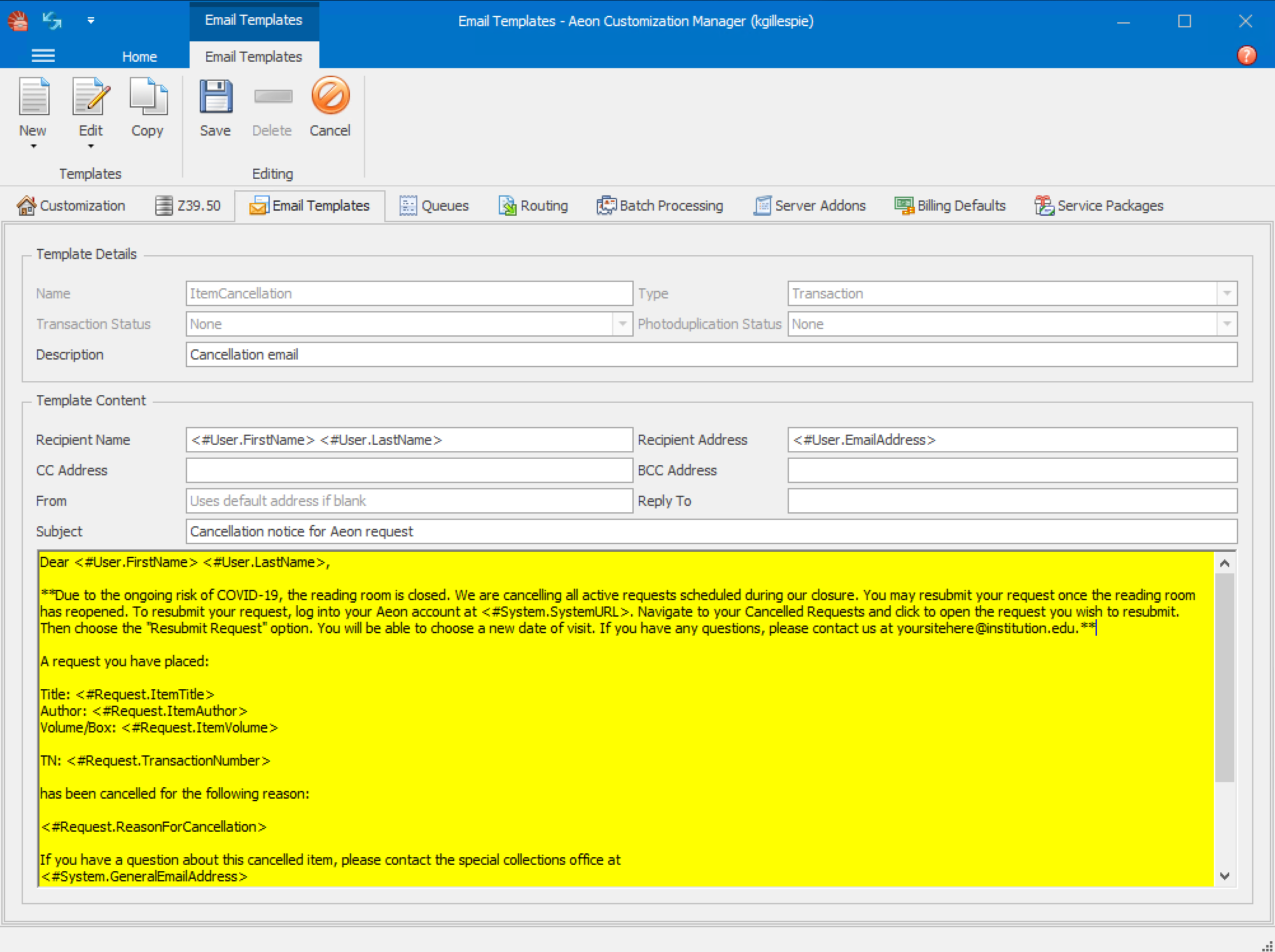 Managing Aeon Workflow During COVID-19
