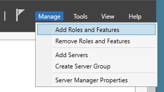 Server Manager Add Roles and Features