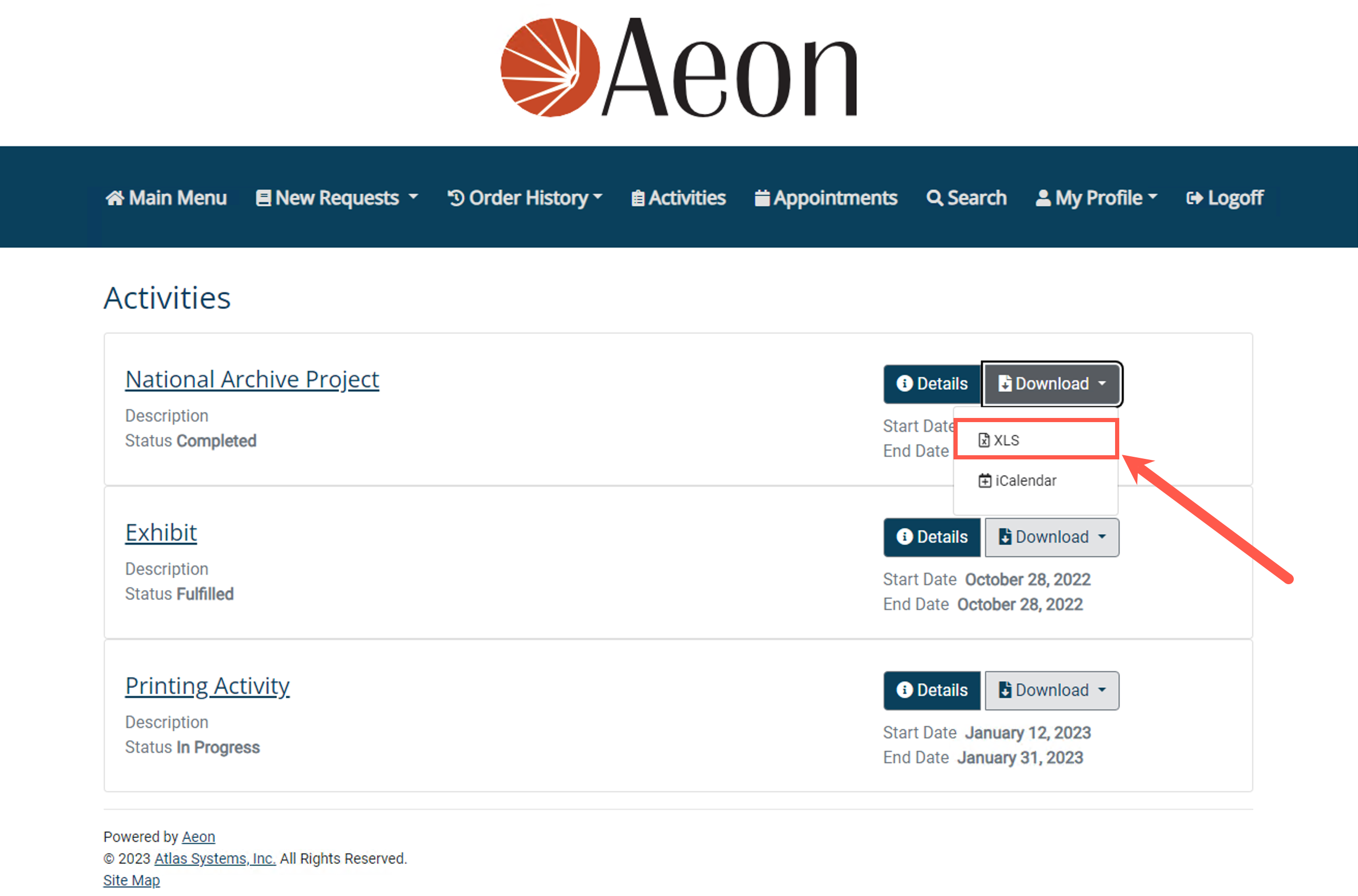 Downloading Activity Information to an Excel Workbook