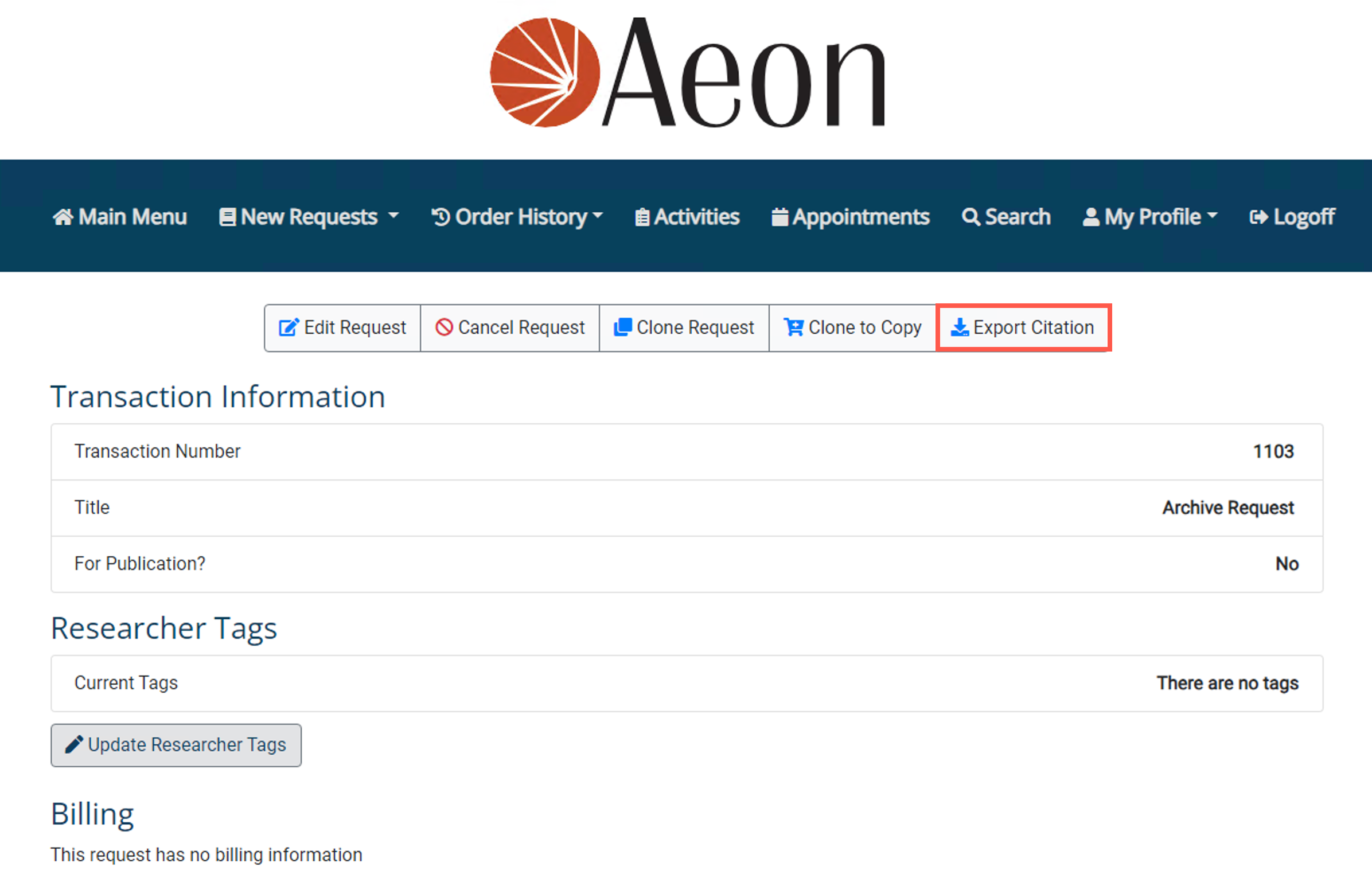 Exporting Transaction Citation Information - step 2