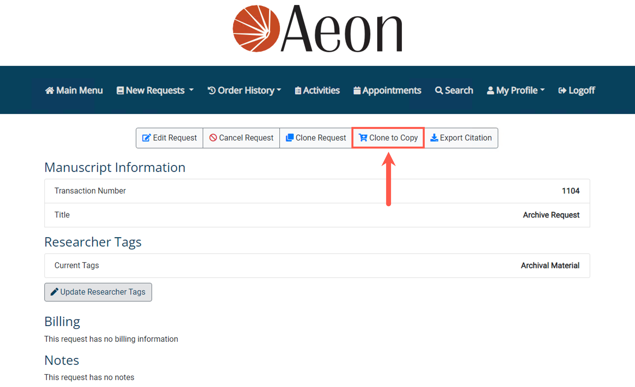 Reviewing and Cloning Outstanding Requests - step 10