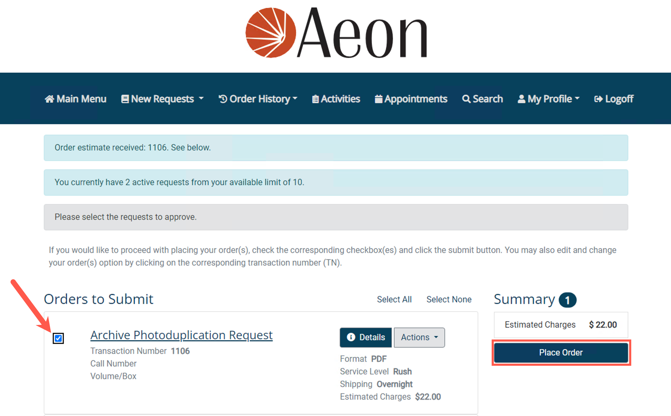 Reviewing and Cloning Outstanding Requests - step 11