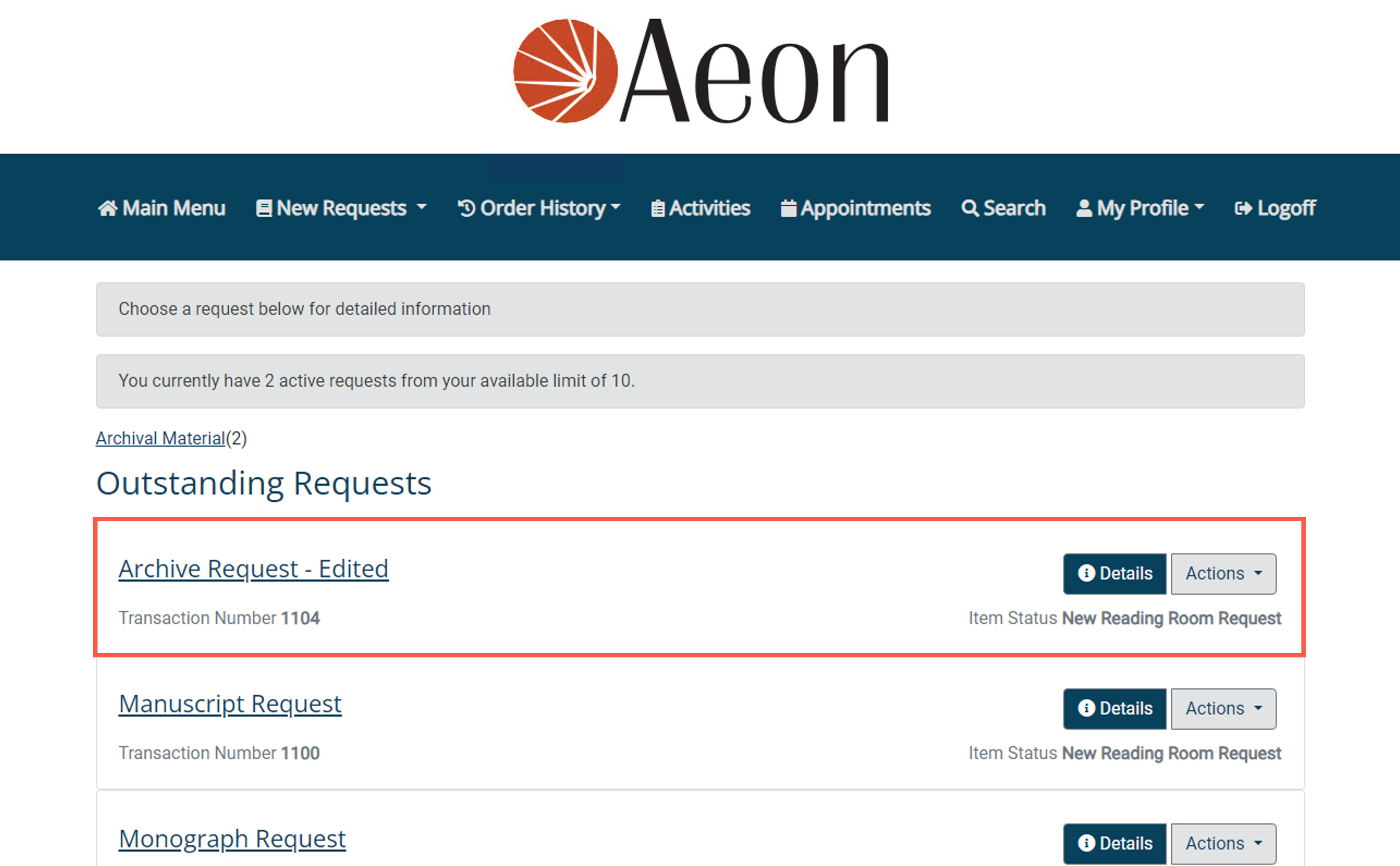 Reviewing and Editing Outstanding Requests - step 5