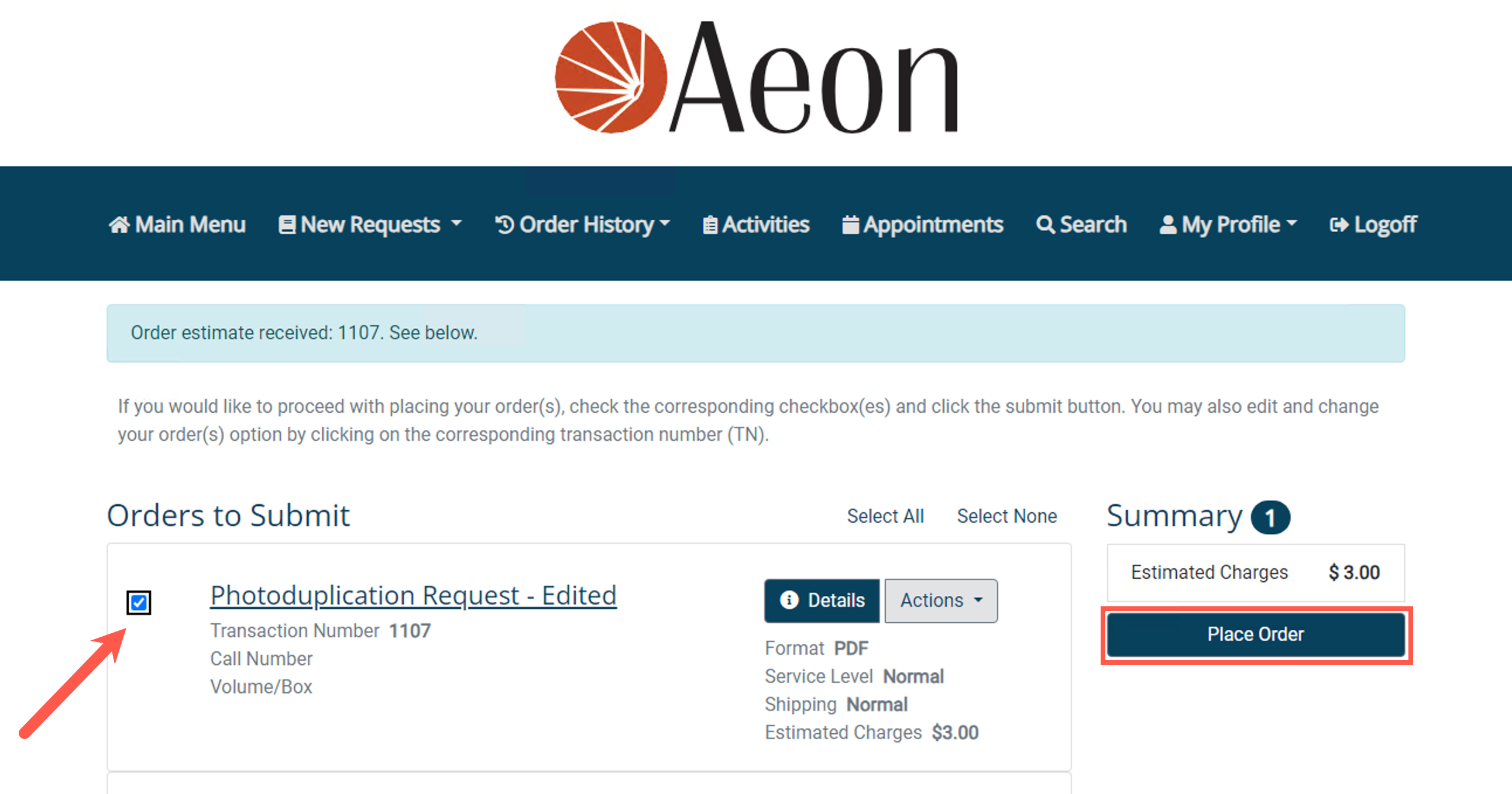 Reviewing and Editing Outstanding Requests - step 6
