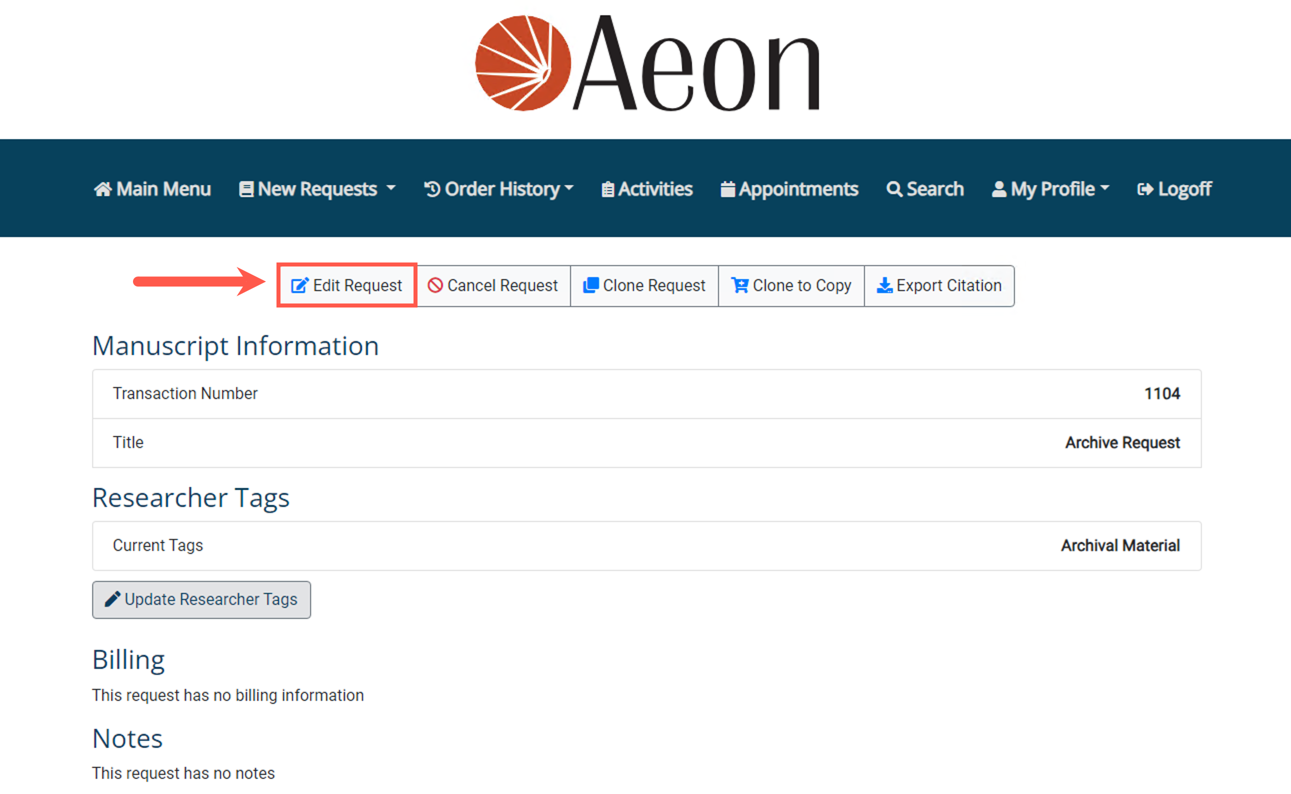 Reviewing and Editing Outstanding Requests - step 7