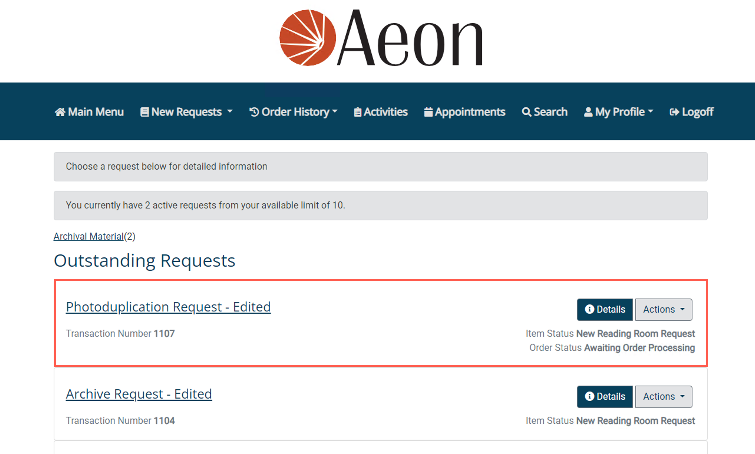Reviewing and Editing Outstanding Requests - step 9