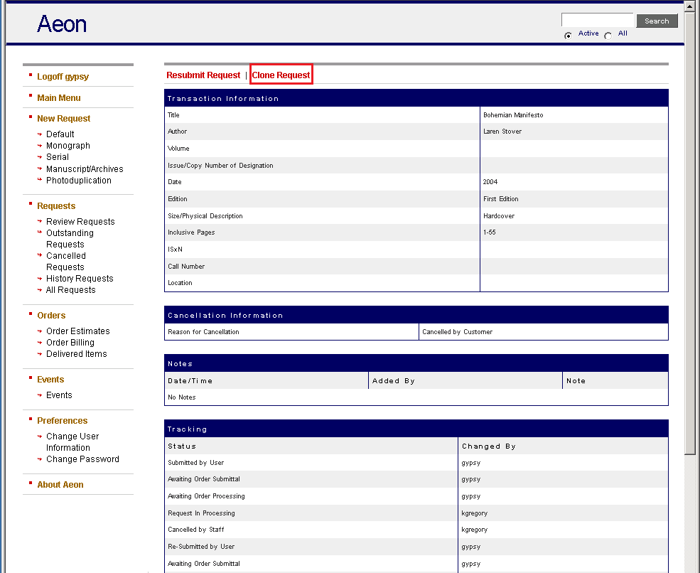 Reviewing and Resubmitting or Cloning Cancelled Requests - step 17