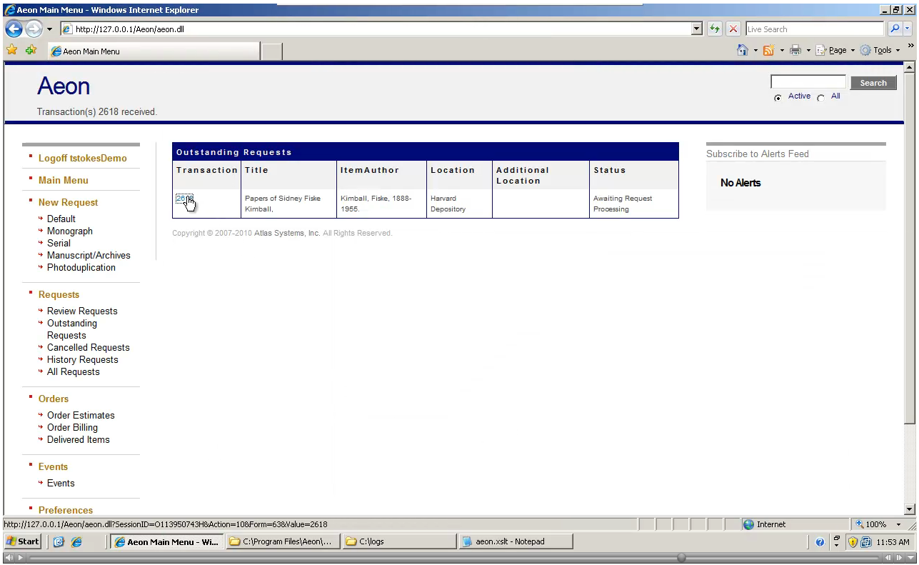 Submitting Requests via EAD Finding Aids - step 1