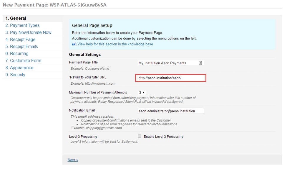 Payeezy payment page configuration form
