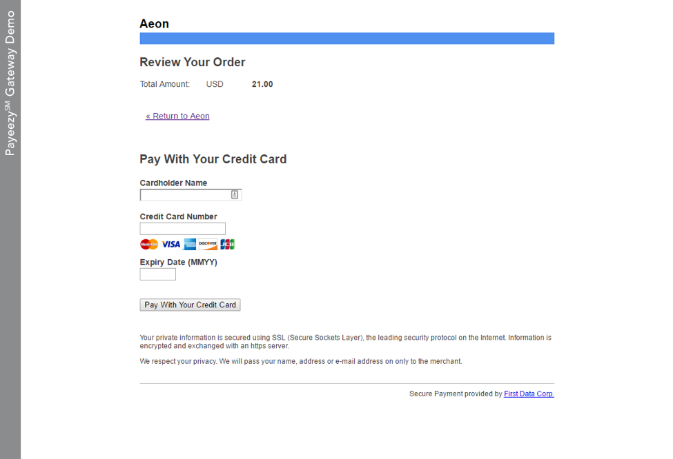 Payeezy payment form