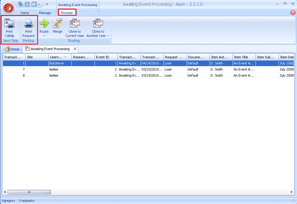 Configuring Printing - Print Request and Print Callslip buttons