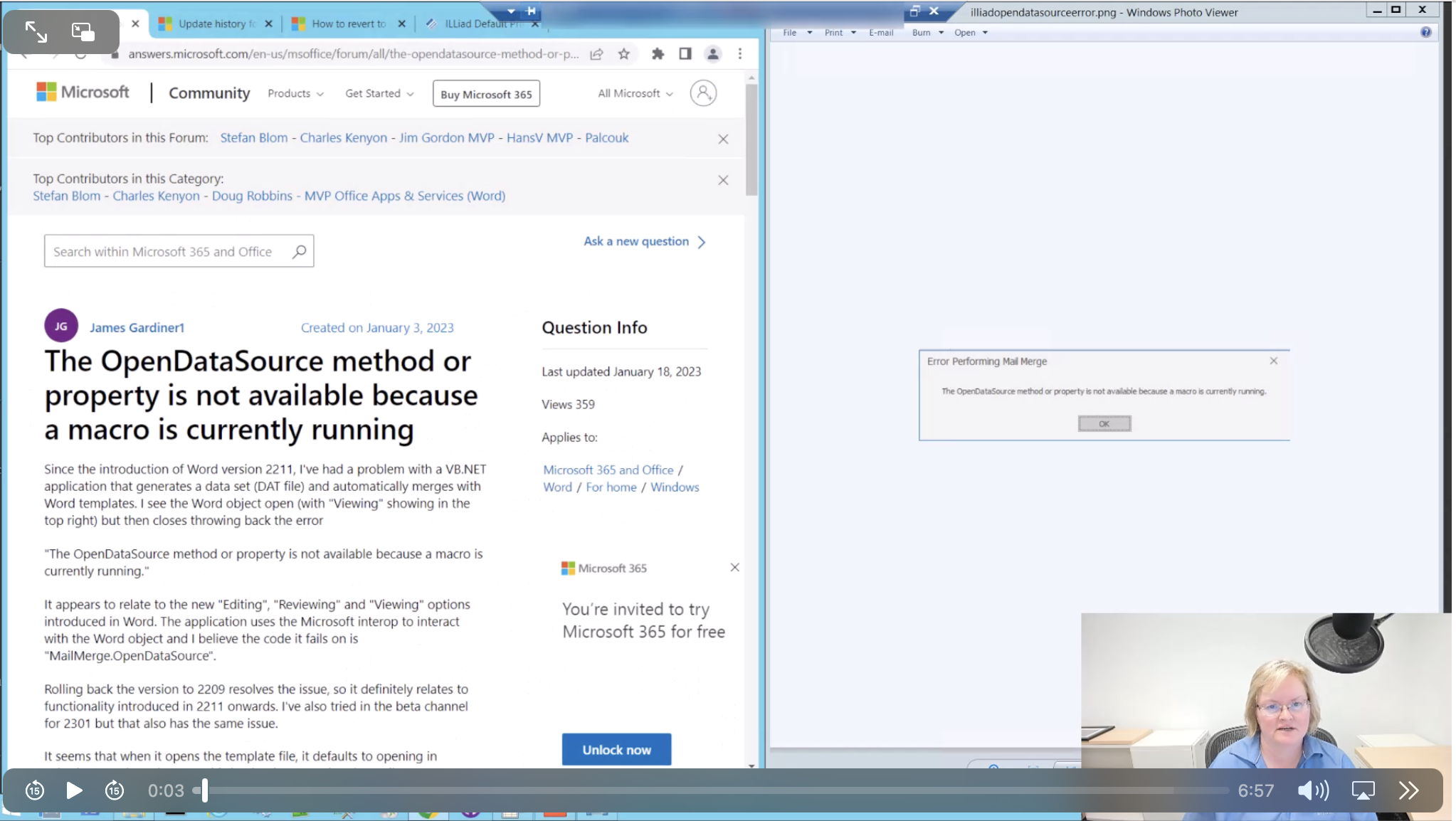 Video Thumbnail - Resolving the OpenDataSource Error after the Microsoft Word 2211 Update
