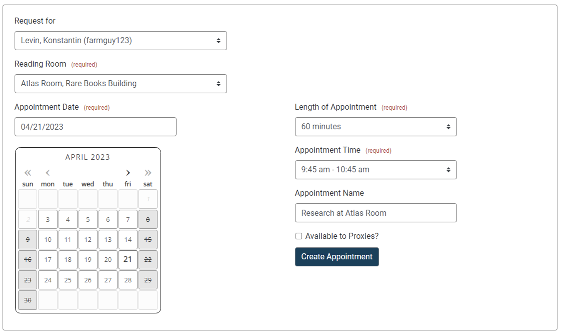 Aeon 5.2 Web Scheduling Interface