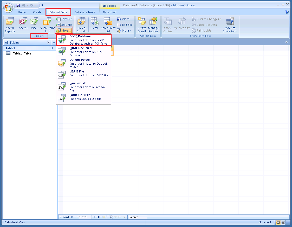 Microsoft Access - Link Tables Dialog