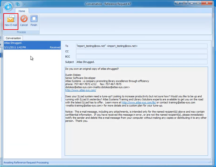 Processing Reference Requests - Send Reply Dialog