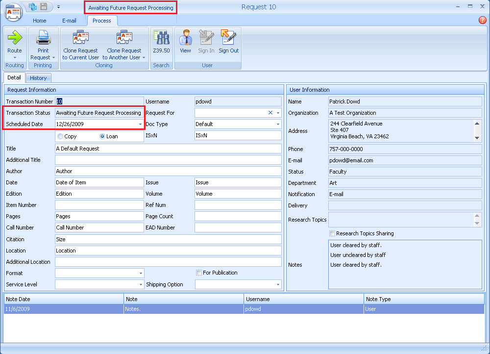 Processing Requests With A Future Scheduled Date - Scheduled Date Dialog