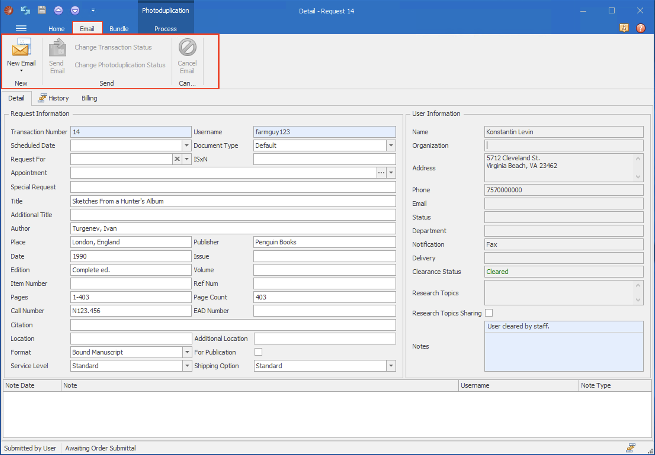 The Request Form - Email Ribbon