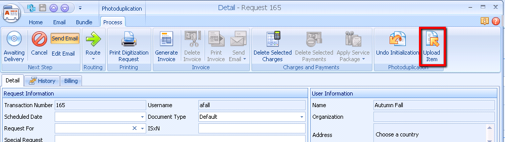 Uploading and Delivering Photoduplication Order - Upload Dialog