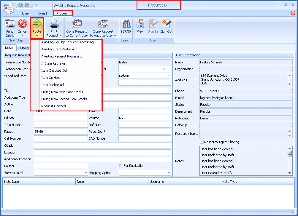 Manually Routing Requests - Route Button