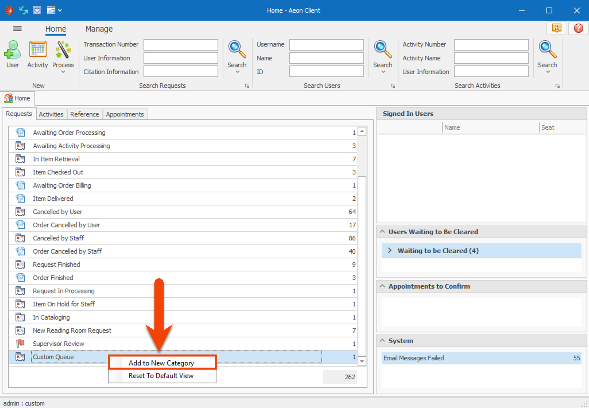 Working With Custom Status Queues - Add to New Category