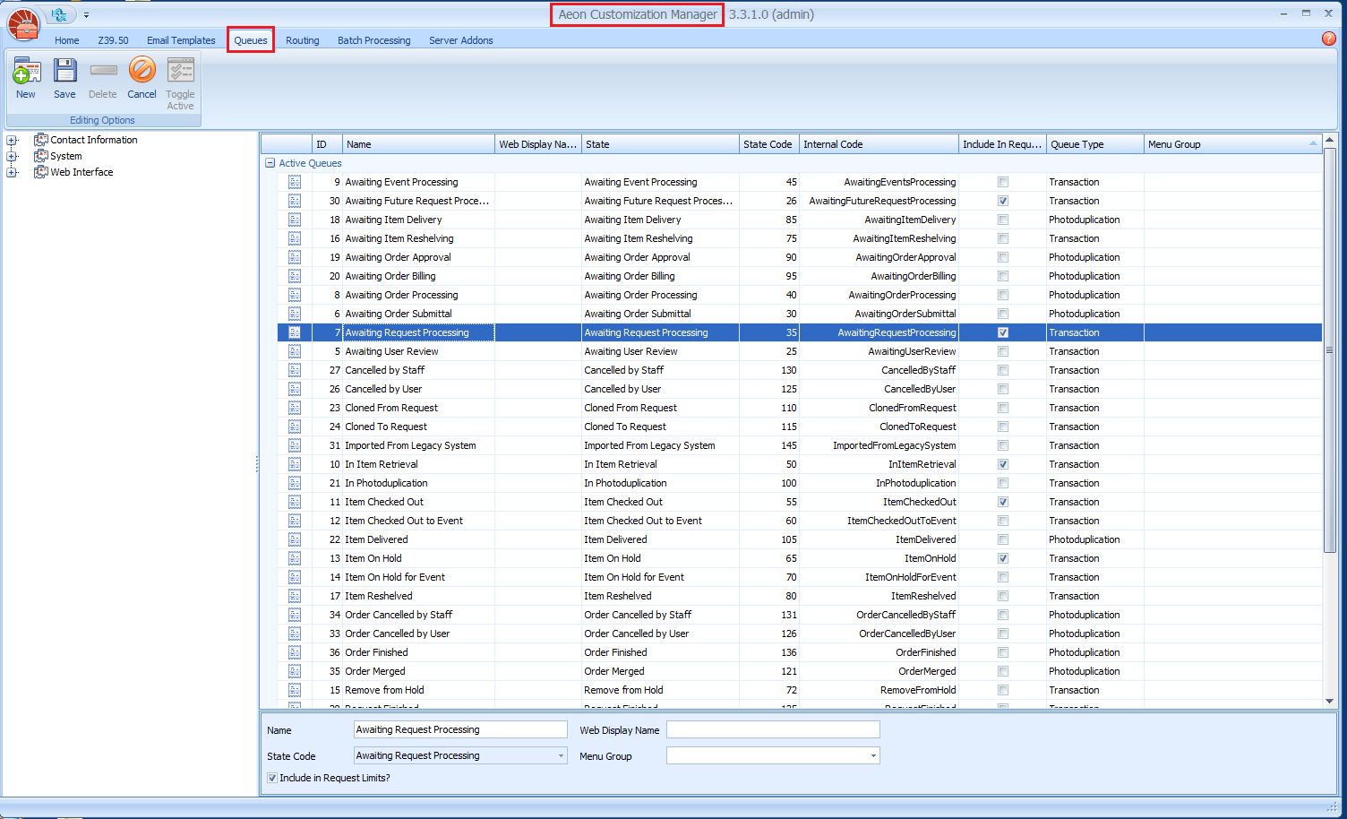 Working With Default Status Queues - Default Status Queues