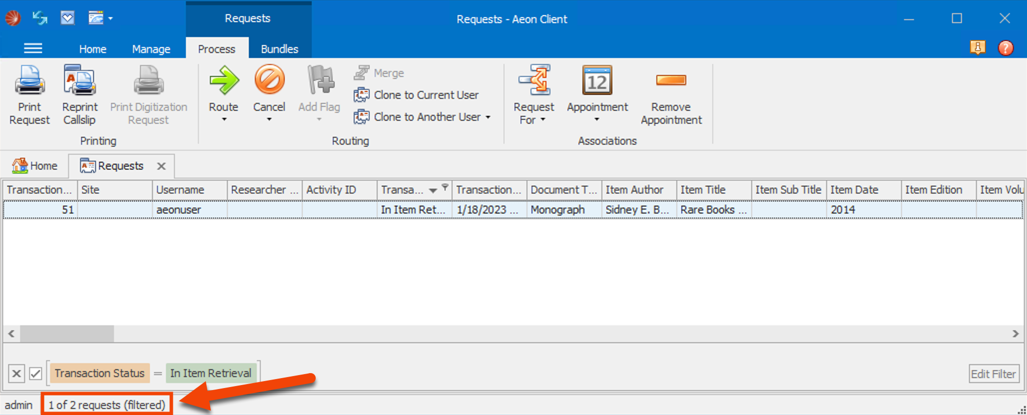 Basic Searching - Filtered Search Results in Status Bar