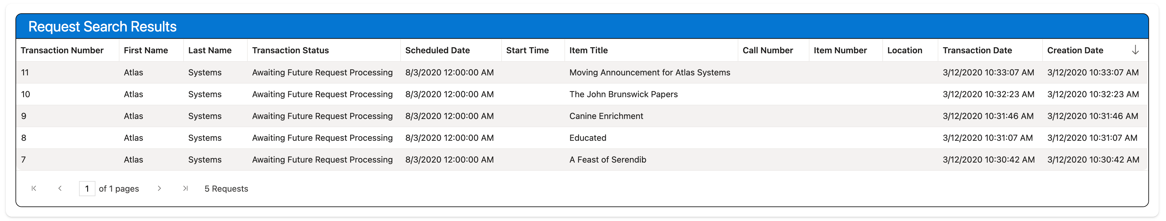 Basic Searching - Request Search Results 2