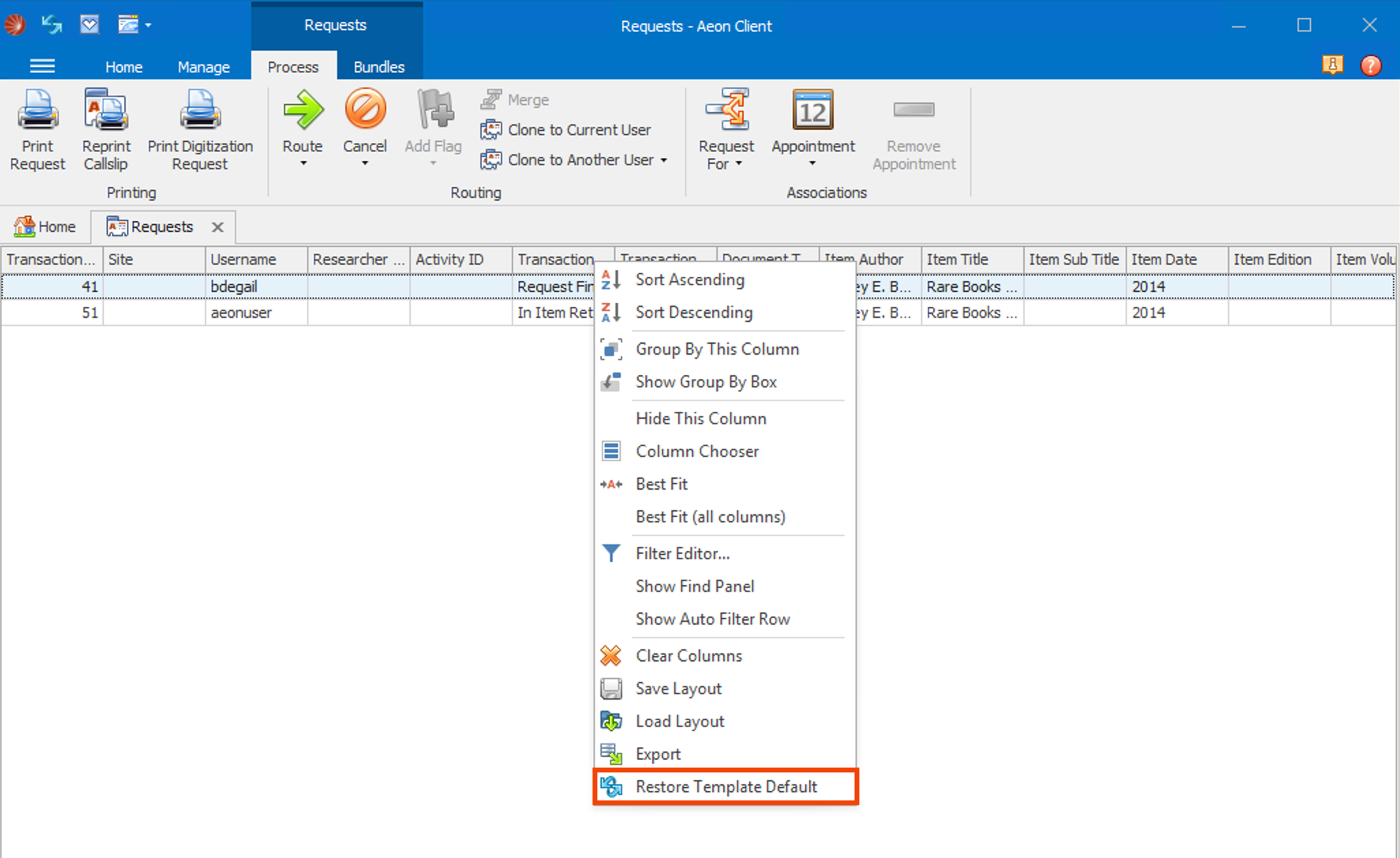 Basic Searching - Restore Template Default Option