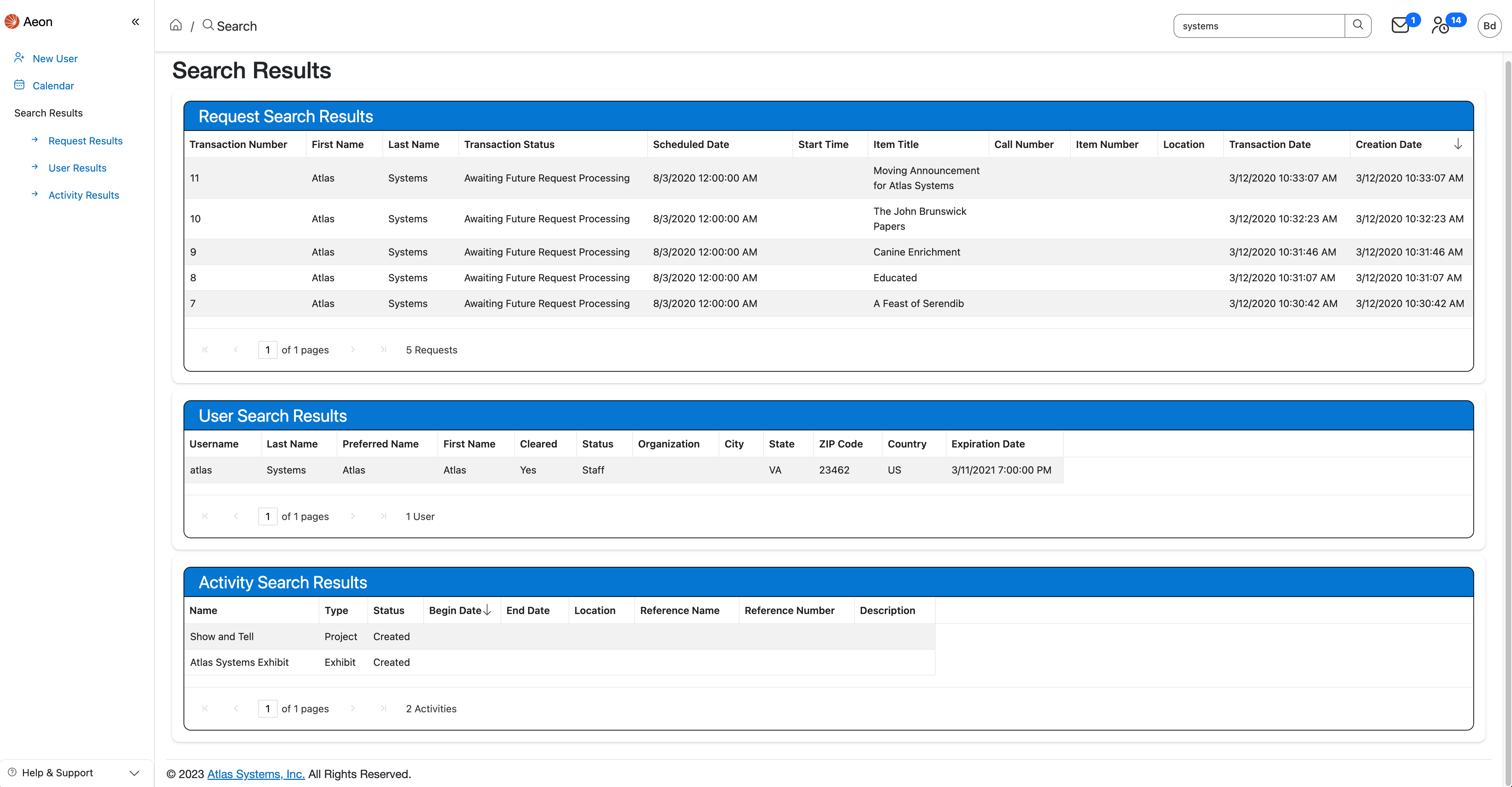 Basic Searching - Search Results Page