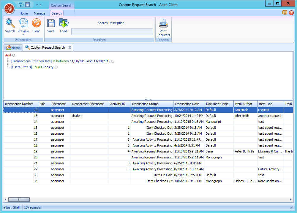 Conducting Custom Searches - Custom Search Criteria