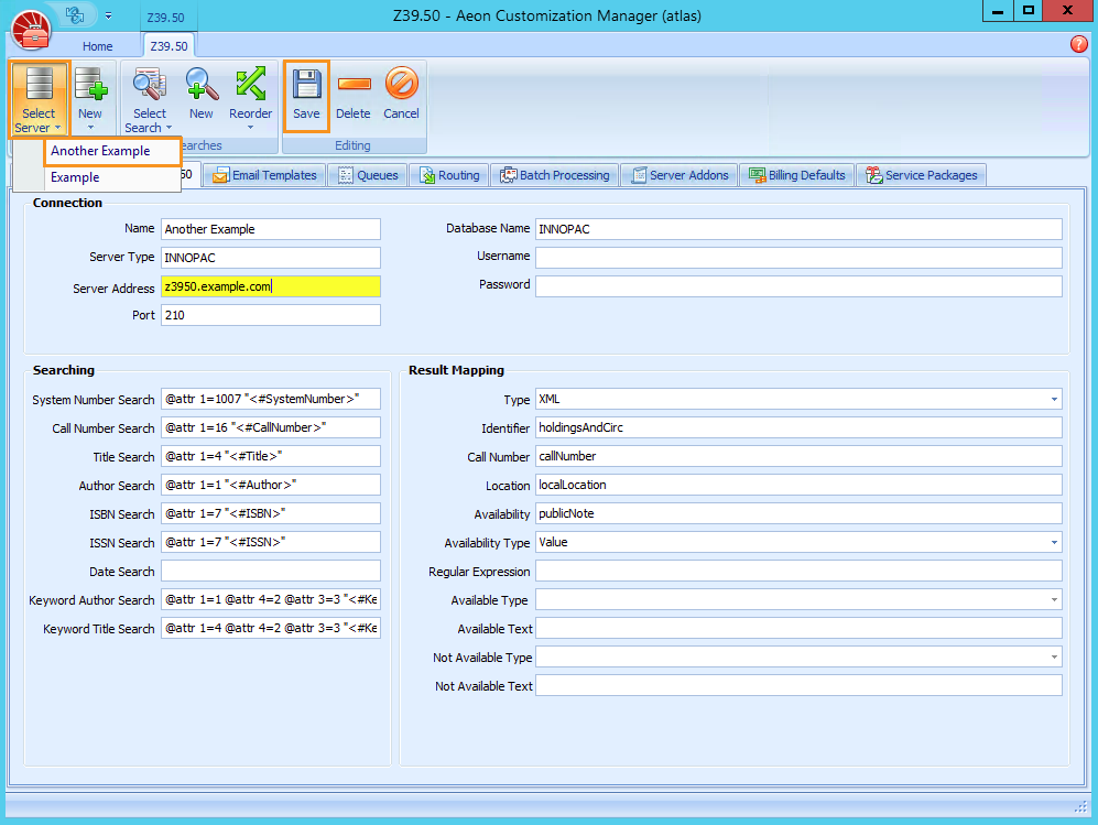 Configuring Z39.50 Servers and Searches - Z39.50 Configuration