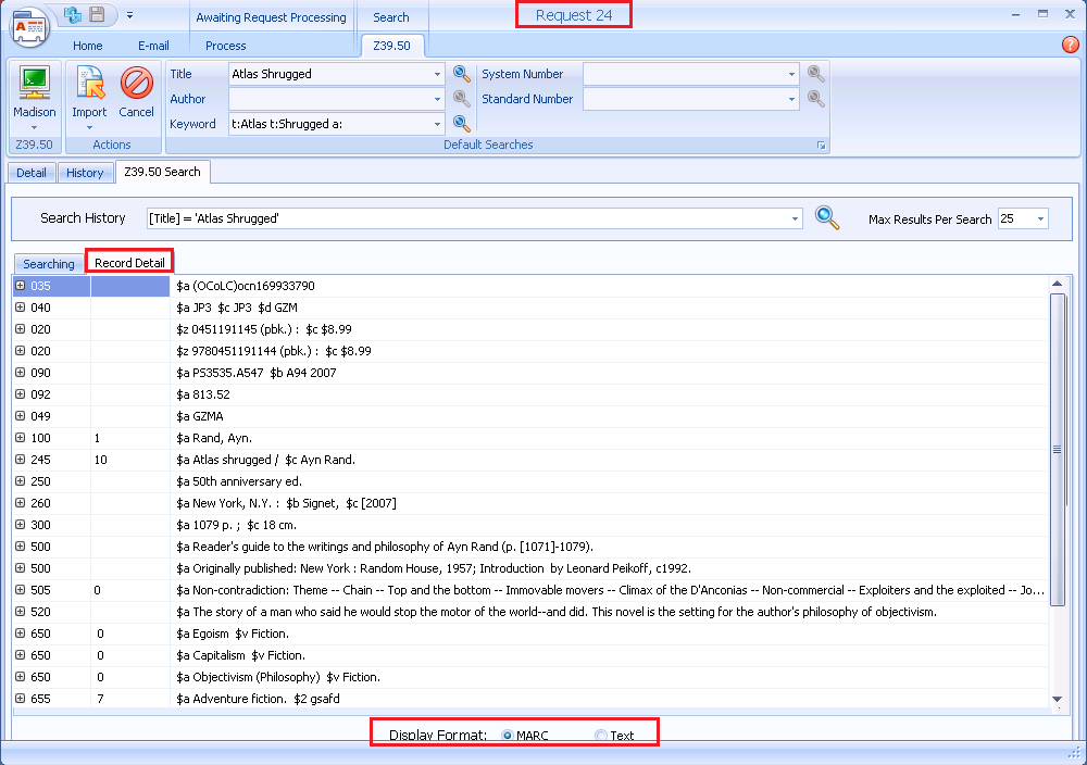 Searching Z39.50 Sources - Z39.50 Search Complete