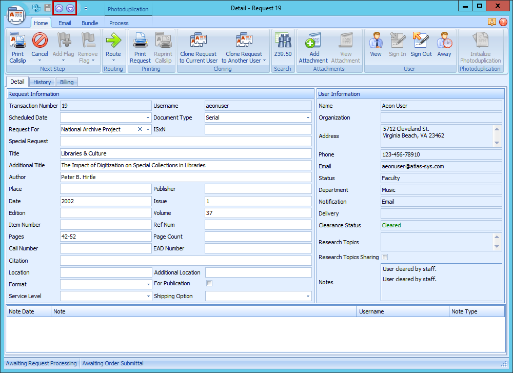 Paging Up and Down Through Requests