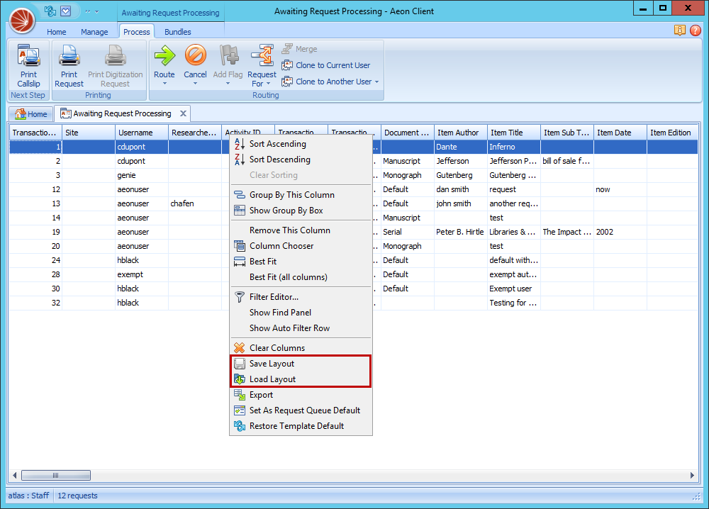 Saving and Loading Grid Layouts