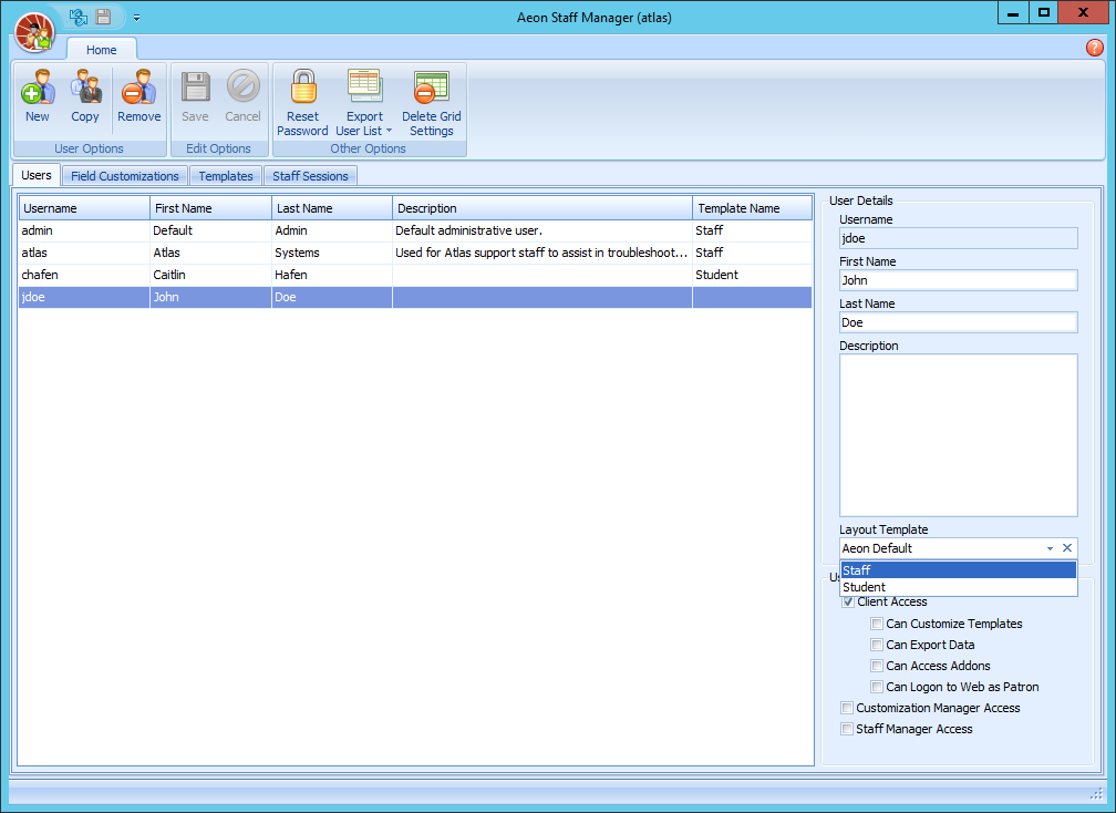 Assigning Template to User