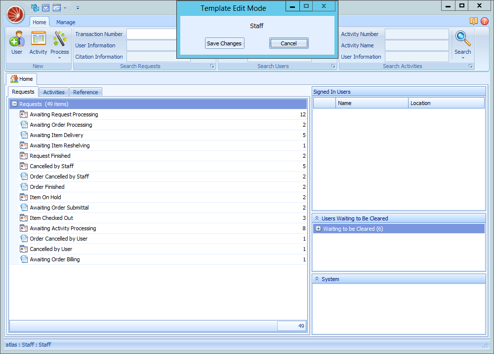 Template Edit Mode Dialog