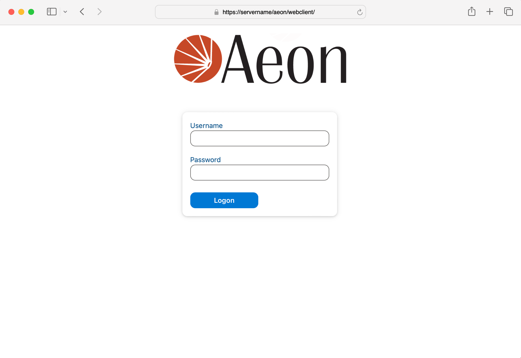 Aeon Web Client Login Page