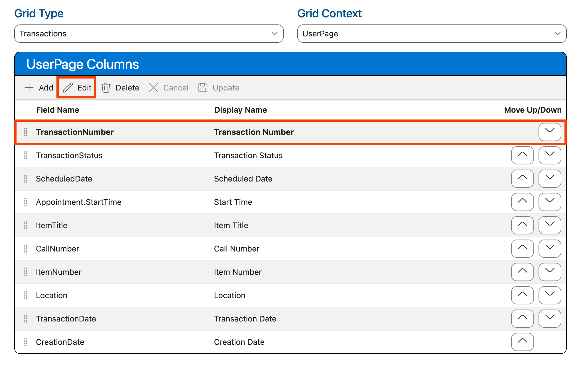Edit button in Columns grid