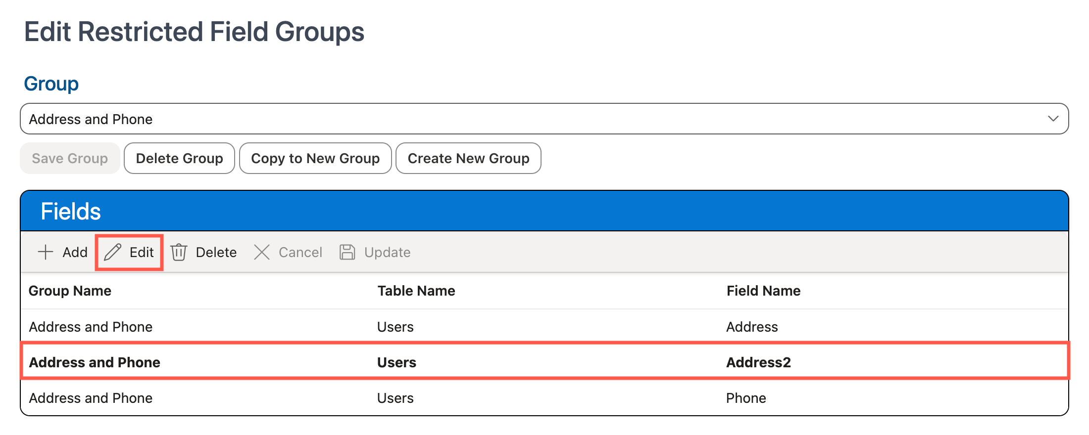 Edit button in Fields grid