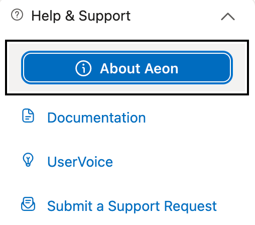 Interactive list within Help and Support menu
