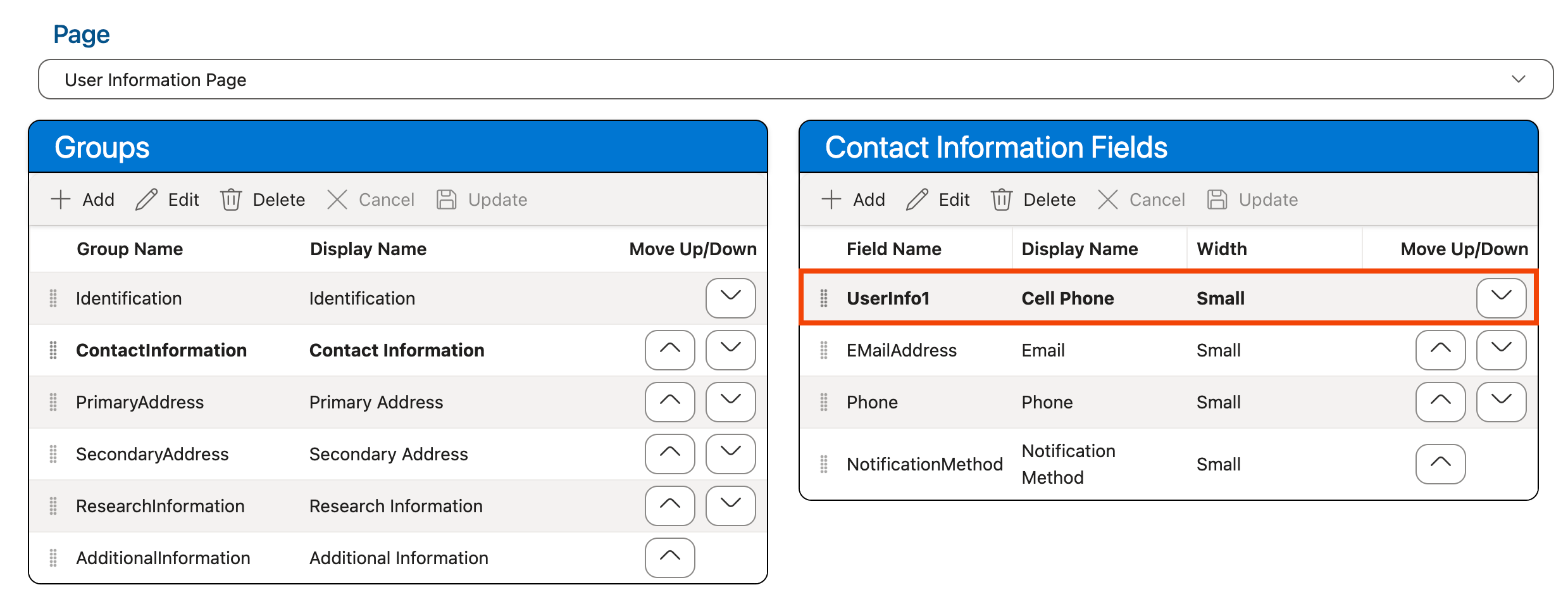 New field displayed in Fields grid