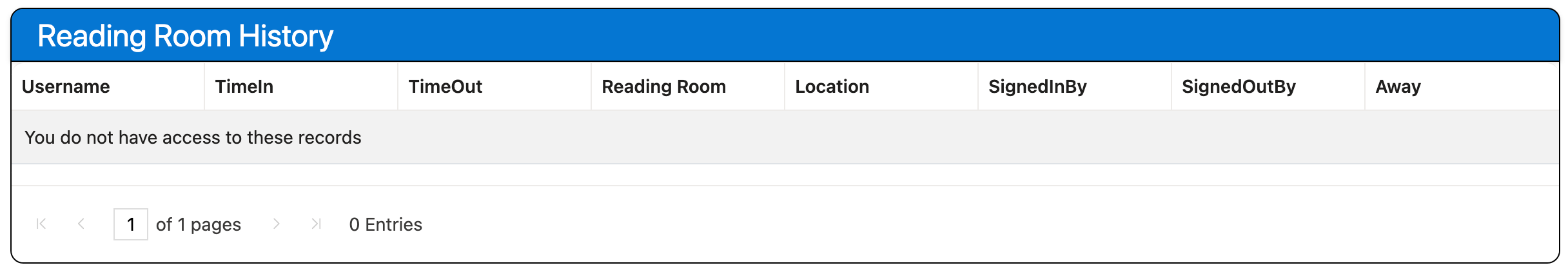 Reading Room History grid restricted on the user profile page