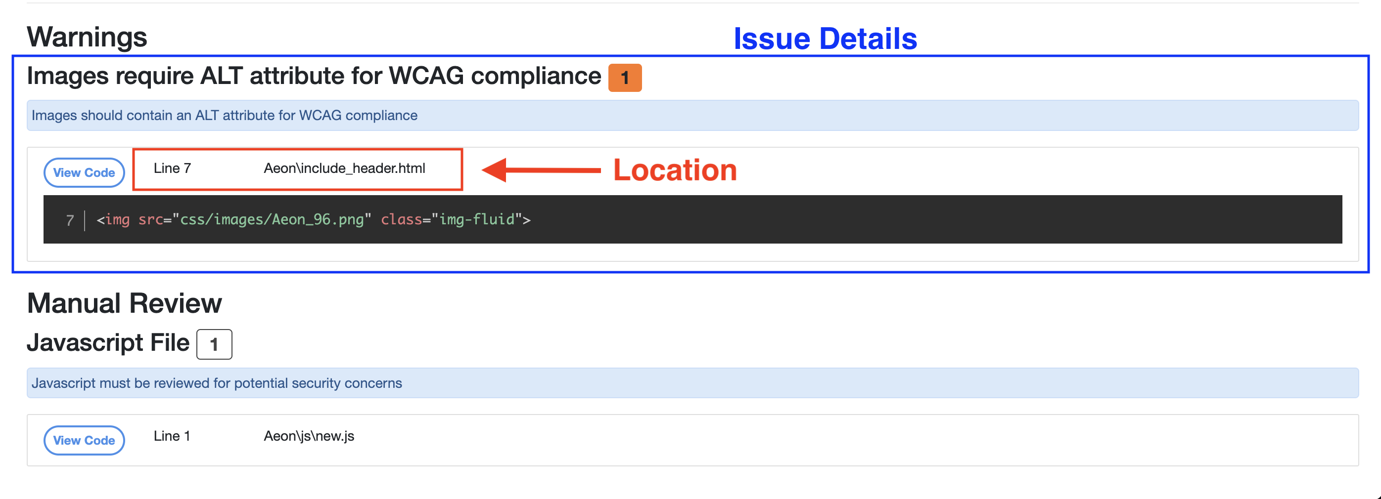 Atlas Automated Code Review Service Issue Details