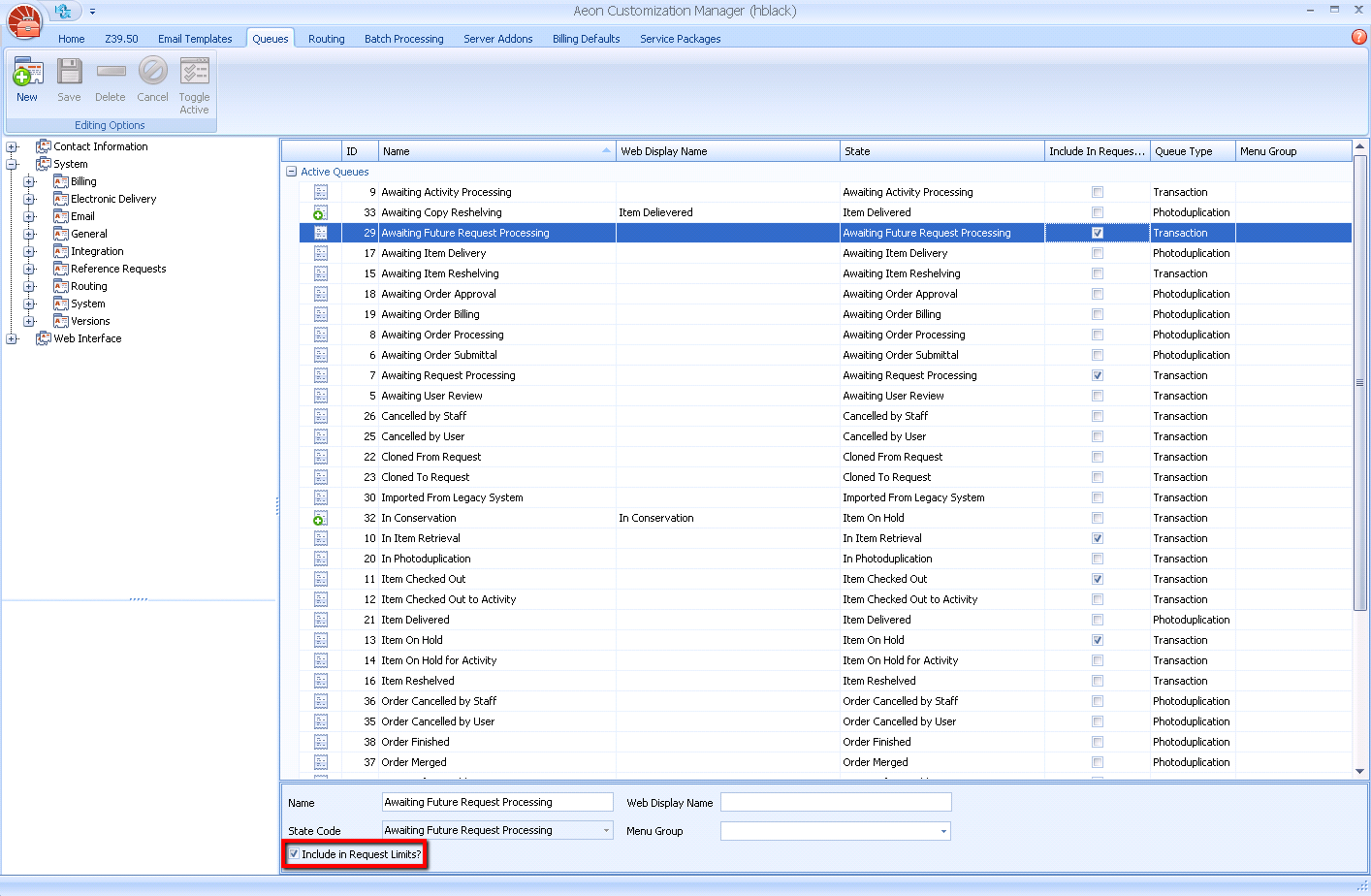 Configuring User Request Limits