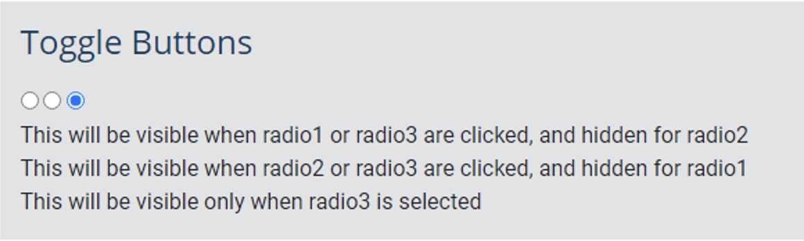 Show or Hide Content Based on Radio Button Selections