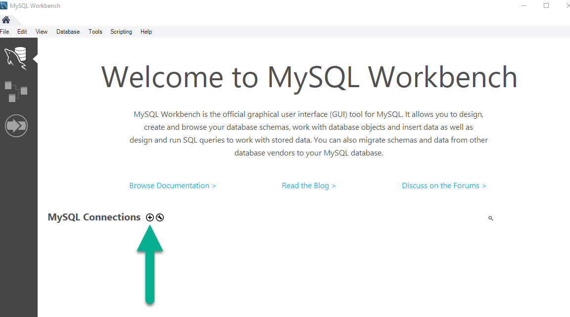 MySQL Workbench Start
