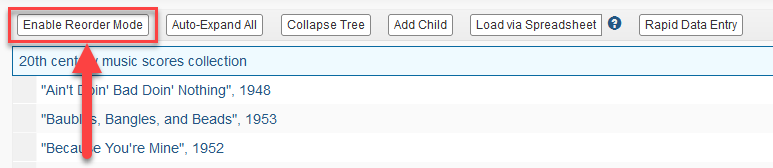 Resource edit toolbar with "Enable Reorder Mode" button highlighted