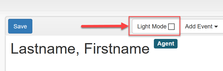 Light Mode toggle in Agent