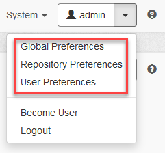 Before view of preferences menu (old labels)